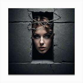 Woman Looking Out Of A Window Canvas Print