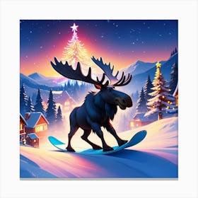 Moose In The Snow Canvas Print