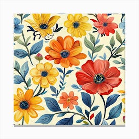 Watercolor Floral Pattern Canvas Print