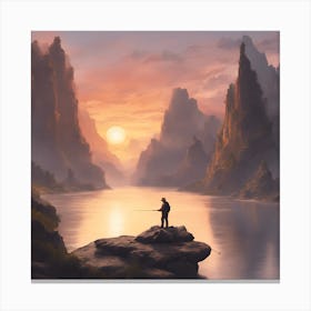 Fishing In The Mountains Canvas Print