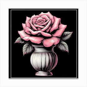 Pink Rose In A Vase Canvas Print