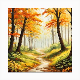 Forest In Autumn In Minimalist Style Square Composition 128 Canvas Print