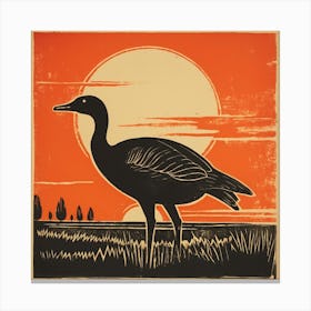 Retro Bird Lithograph Canada Goose 2 Canvas Print