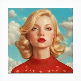 Girl In A Red Sweater Canvas Print