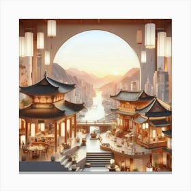 Chinese Village Canvas Print