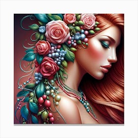 Beautiful Girl With Flowers 10 Canvas Print