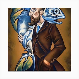 Man With A Fish Canvas Print