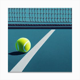 Tennis Ball On Court Flat Design Illustration Canvas Print