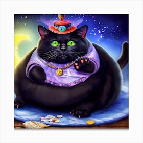 Black Cat With A Hat Canvas Print