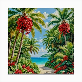 Red Berries On The Beach Canvas Print