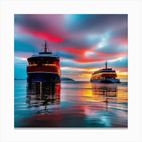 Sunset On The Fjords 1 Canvas Print