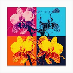 Andy Warhol Style Pop Art Flowers Orchid 1 Square Canvas Print