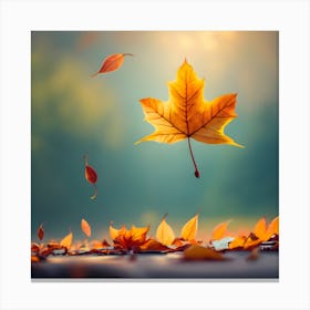 Autumn Leaf Flying In The Air Canvas Print