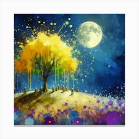 Colorful Tree At Night Canvas Print