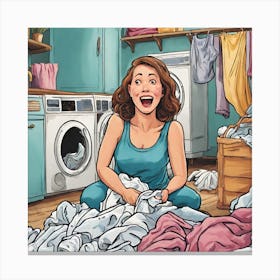 Woman In A Laundry Room Canvas Print