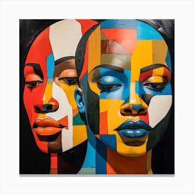 Two Women With Colorful Faces Canvas Print
