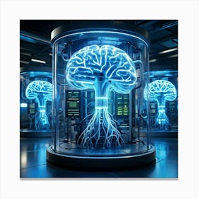 Cyber Brain Fusing Advanced Ai Technology Intricate Neural Networks Visible Glowing Circuitry Fut (3) Canvas Print