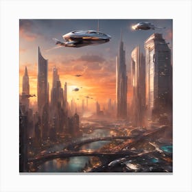 Futuristic Cityscape Canvas Print