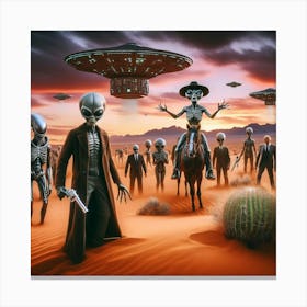 Aliens In The Desert Canvas Print