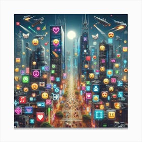 Cityscape With Emojis Canvas Print