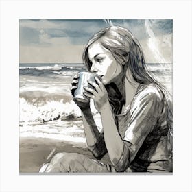 Girl At The Beach 1 Canvas Print