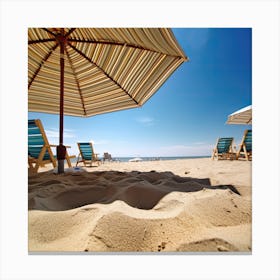 Sandy Beach View Summer Photography Canvas Print