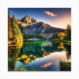 Mountain Lake At Sunset 2 Canvas Print