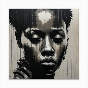 'Black Girl In Rain' Canvas Print