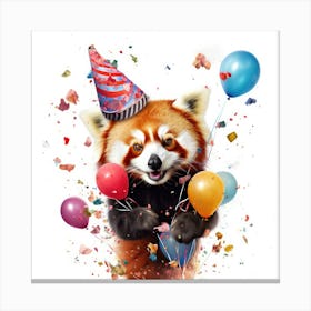 Red Panda Birthday Party Canvas Print