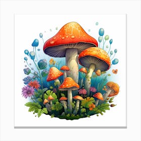 Mushrooms And Flowers 60 Canvas Print