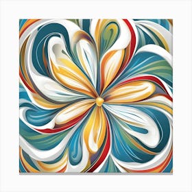 Yellow flower with colorful curves Canvas Print