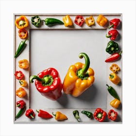 Peppers In A Frame 36 Canvas Print