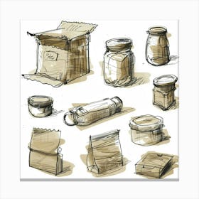 Sketch Of Jars Canvas Print