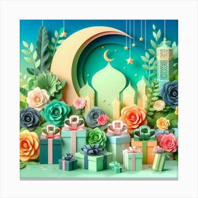 Muslim Holiday Paper Art Canvas Print
