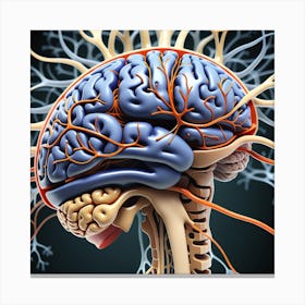Human Brain With Blood Vessels 22 Canvas Print