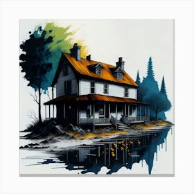 Colored House Ink Painting (130) Canvas Print