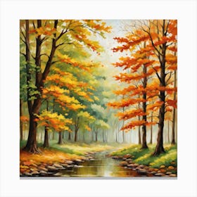 Forest In Autumn In Minimalist Style Square Composition 282 Canvas Print
