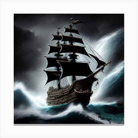 Pirate Ship In the Stormy Sea Canvas Print