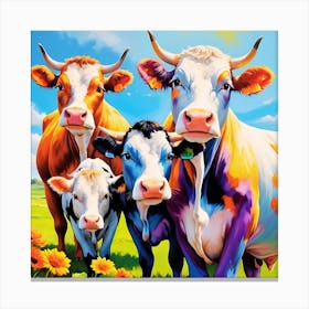 Cows In A Field Canvas Print