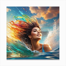 Woman In The Ocean 2 Canvas Print