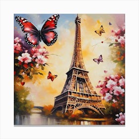 Paris With Butterflies 75 Canvas Print