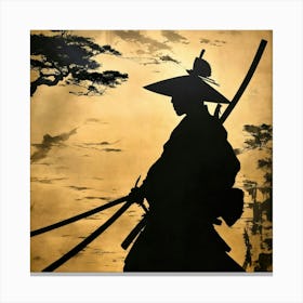 Dadaism Art, Silhouette of a Japanese samurai 3 Canvas Print