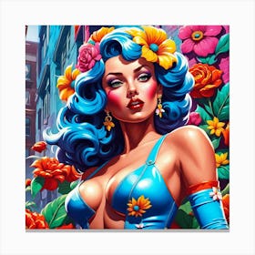 Sexy Girl With Flowers 1 Canvas Print