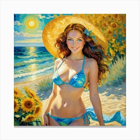 Sunflower Girl gj Canvas Print