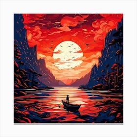 Sunset In The Lake Canvas Print