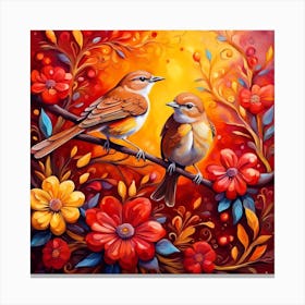 Birds On A Branch Canvas Print