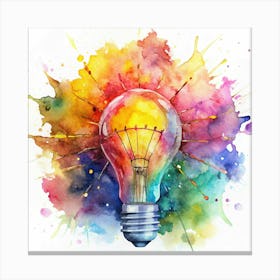 Light Bulb With Watercolor Splatter Canvas Print