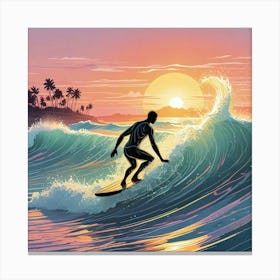 Summer Surfing On The Beach Art Print (2) Canvas Print