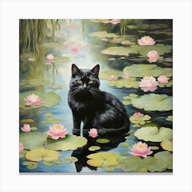 Cat In A Pond Canvas Print