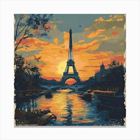 Paris At Sunset Art Canvas Print